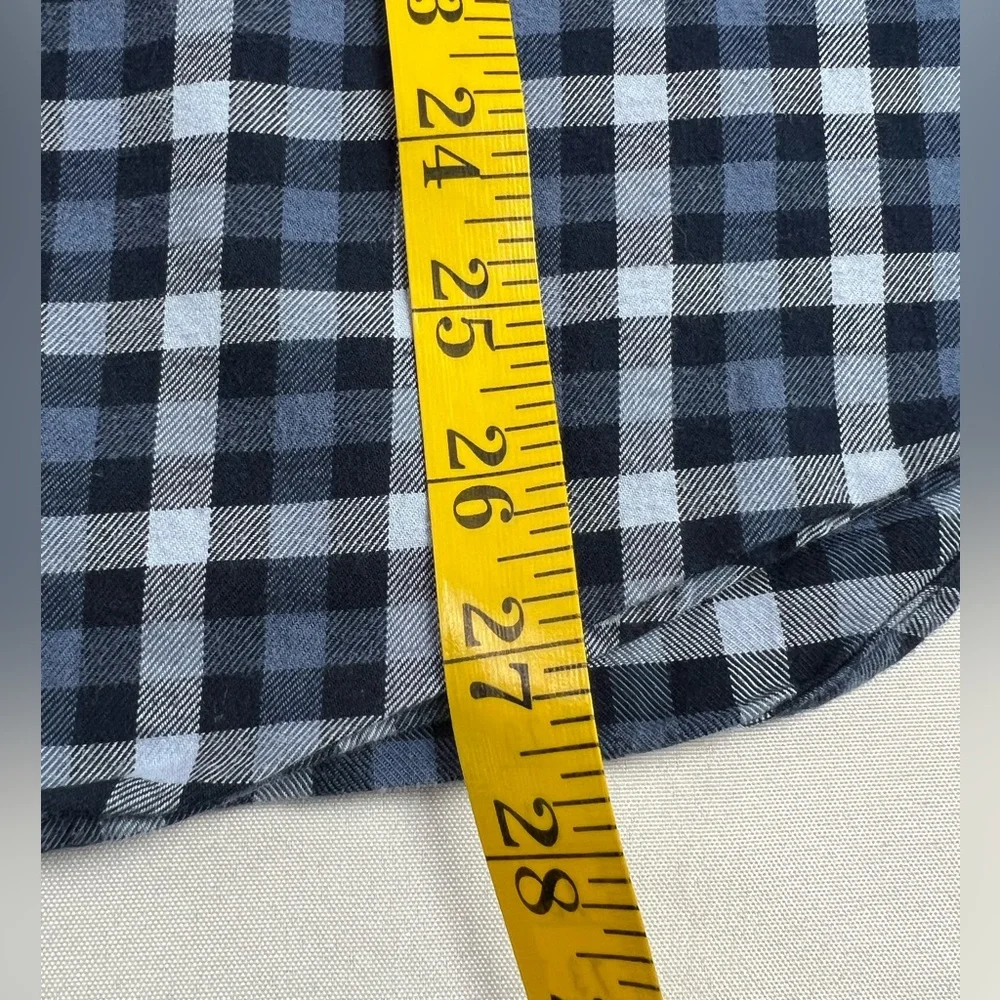 Banana Republic Blue Plaid Lux Flannel Grant Fit Cotton Button Down Fall Winter